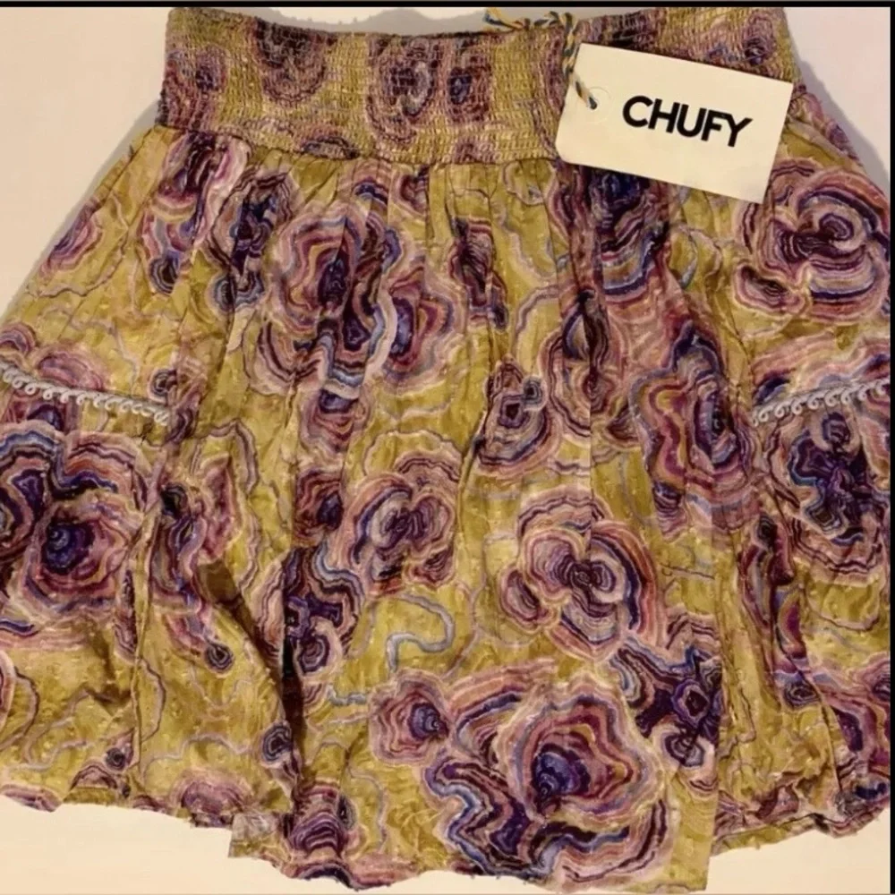 Chufy Femi Cotton Women’s Skirt Mikkel Mustard Small NWT Feminine Luxury Floral - Picture 2 of 7